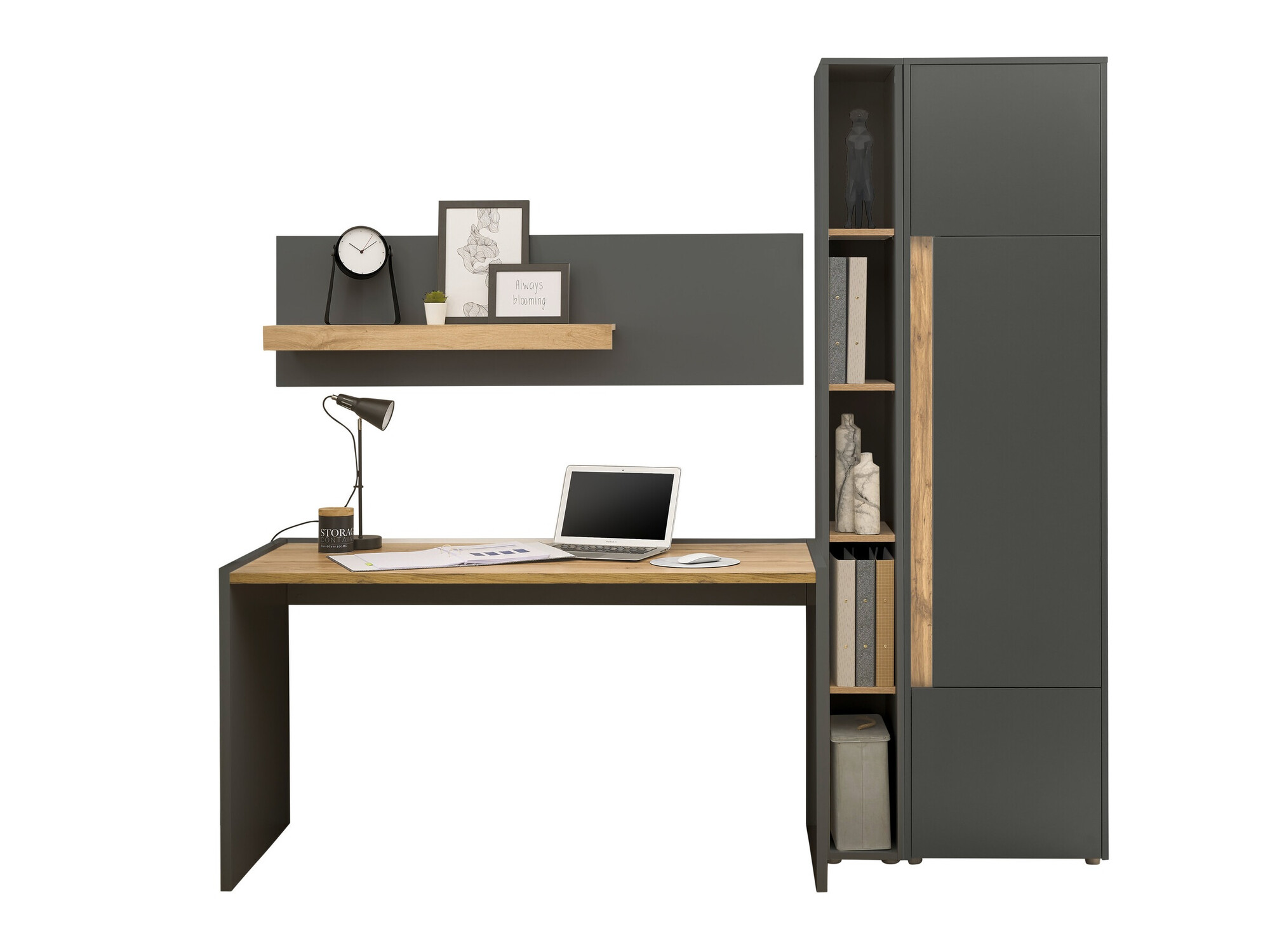 Set za kućni ured Elbsori 155 (Antracit + Hrast Wotan)