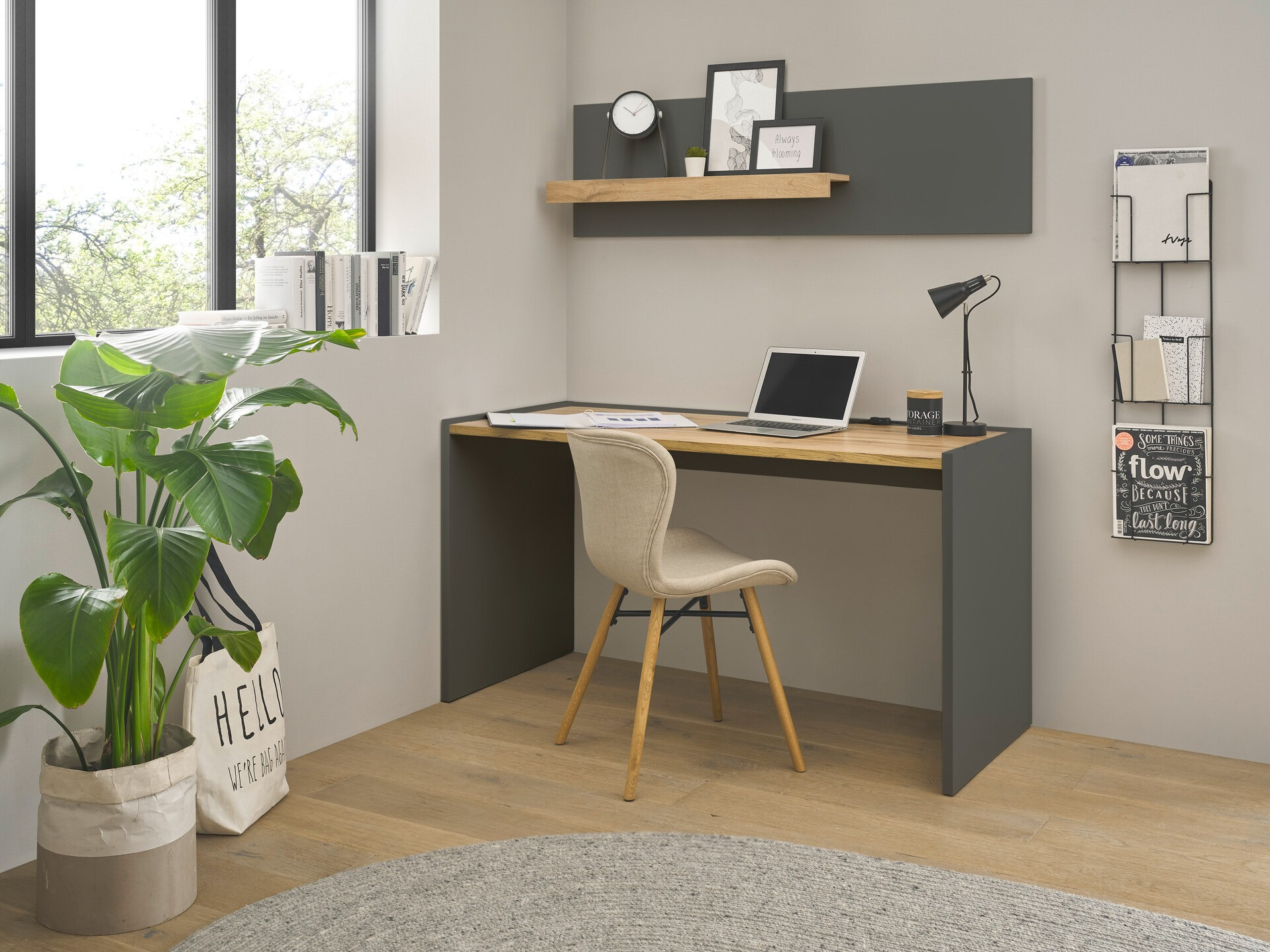 Set za kućni ured Elbsori 157 (Antracit + Hrast Wotan)
