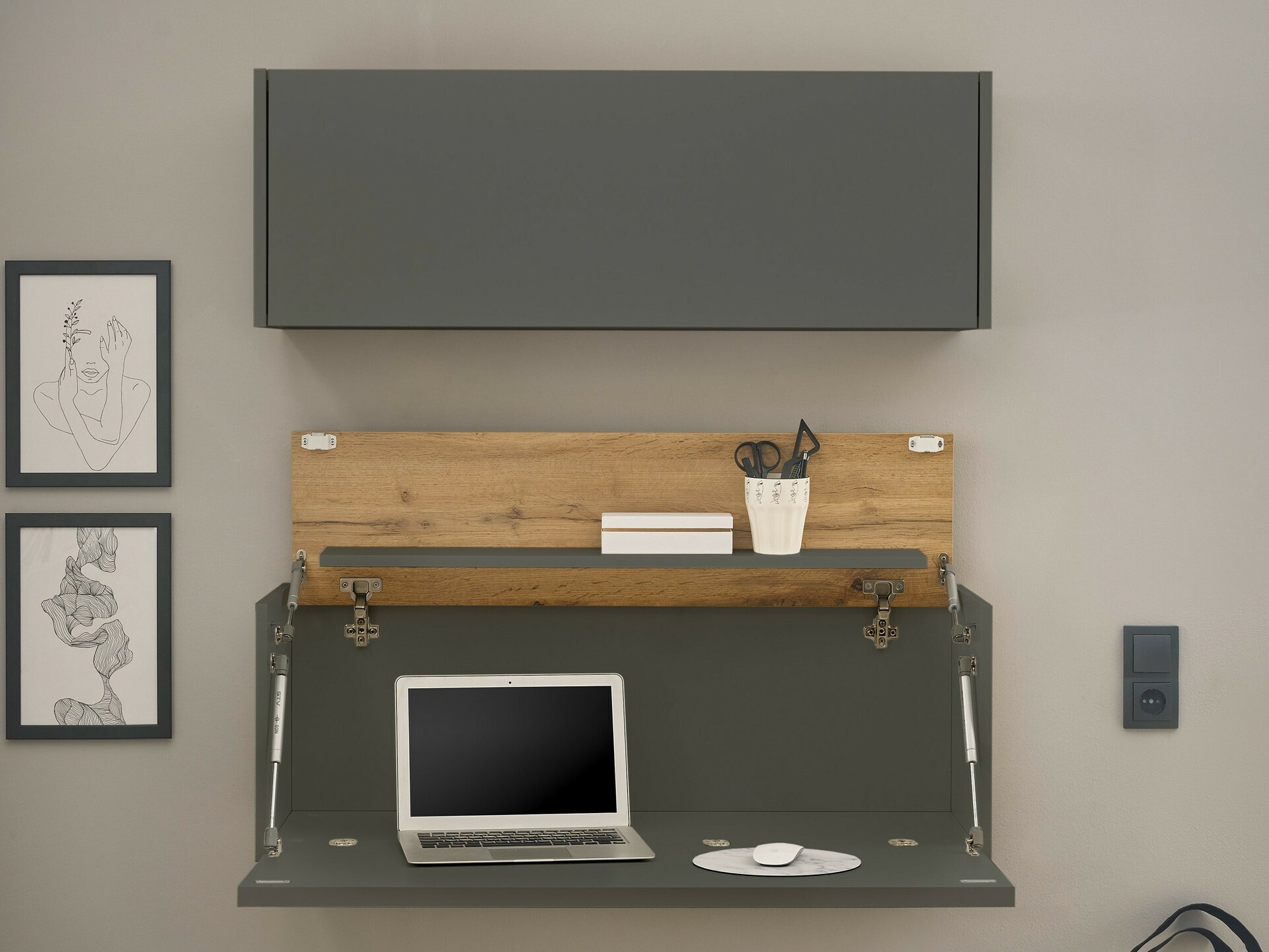 Set za kućni ured Elbsori 158 (Antracit + Hrast Wotan)