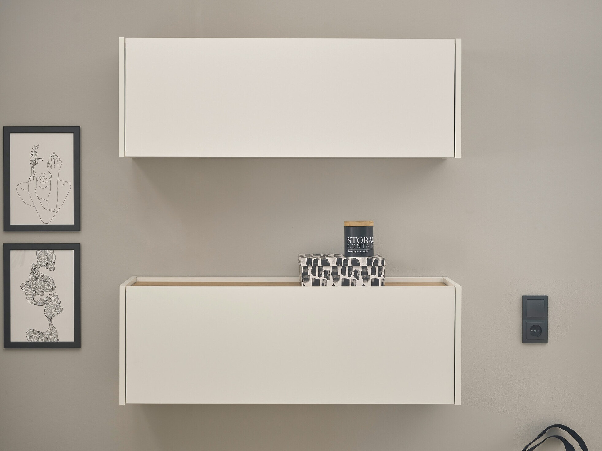 Set za kućni ured Elbsori 158 (Bijela + Hrast Wotan)