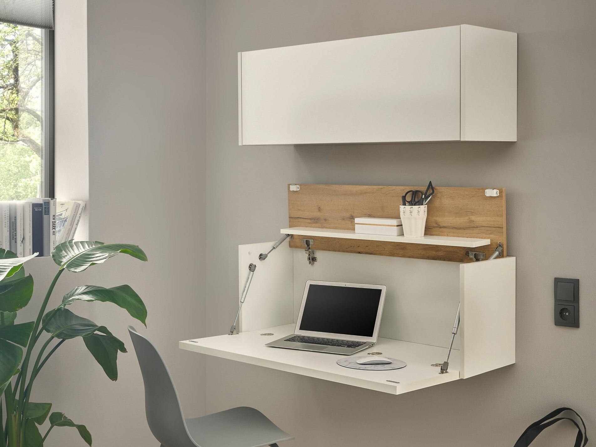 Set za kućni ured Elbsori 158 (Bijela + Wotan hrast)