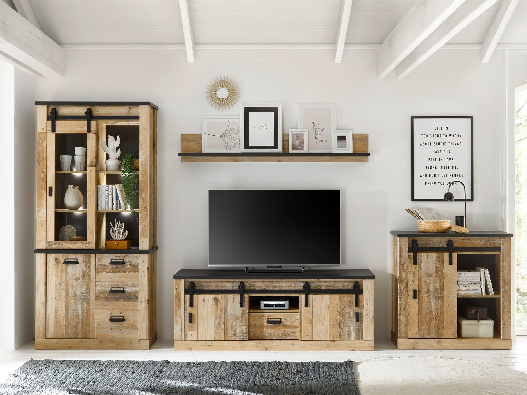 Zidna polica Cirtale 120 (Antracit + Starinsko drvo)