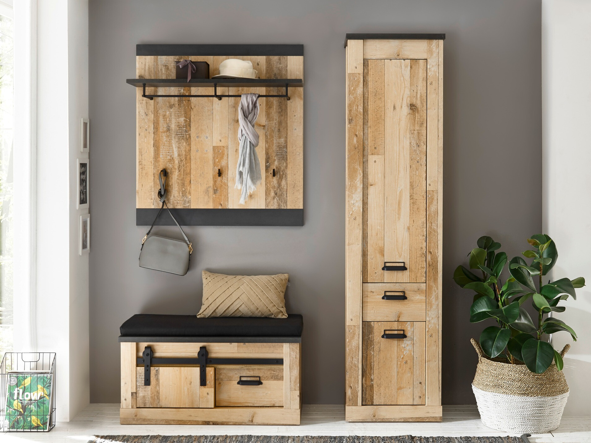 Ormarić za cipele Cirtale 125 (Antracit + Starinsko drvo)