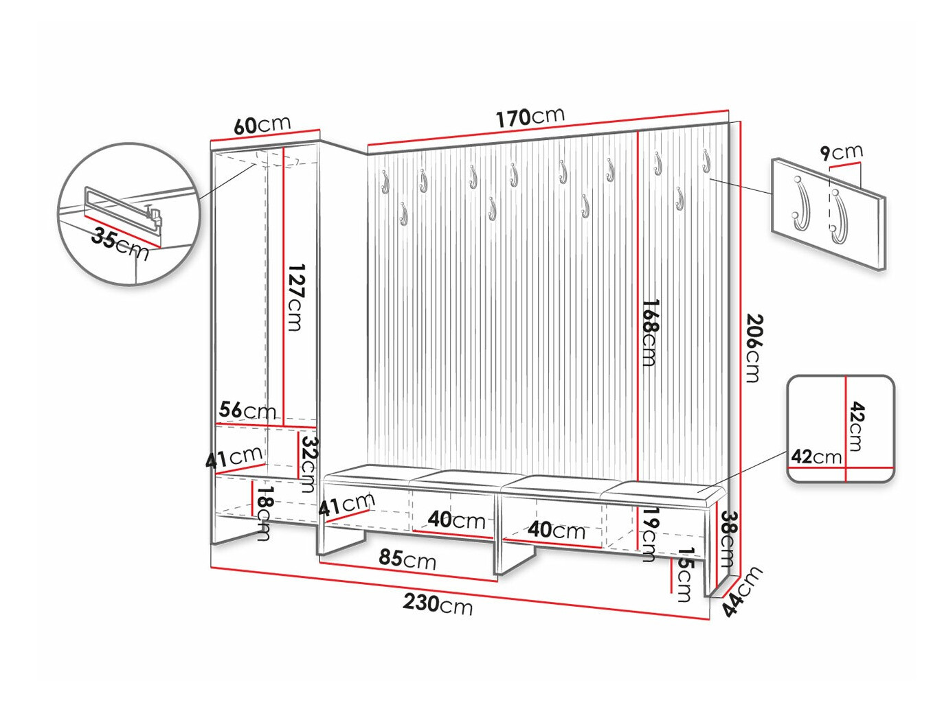Set za hodnik Hartford 484 (Hrast Artisan + Manila 02)