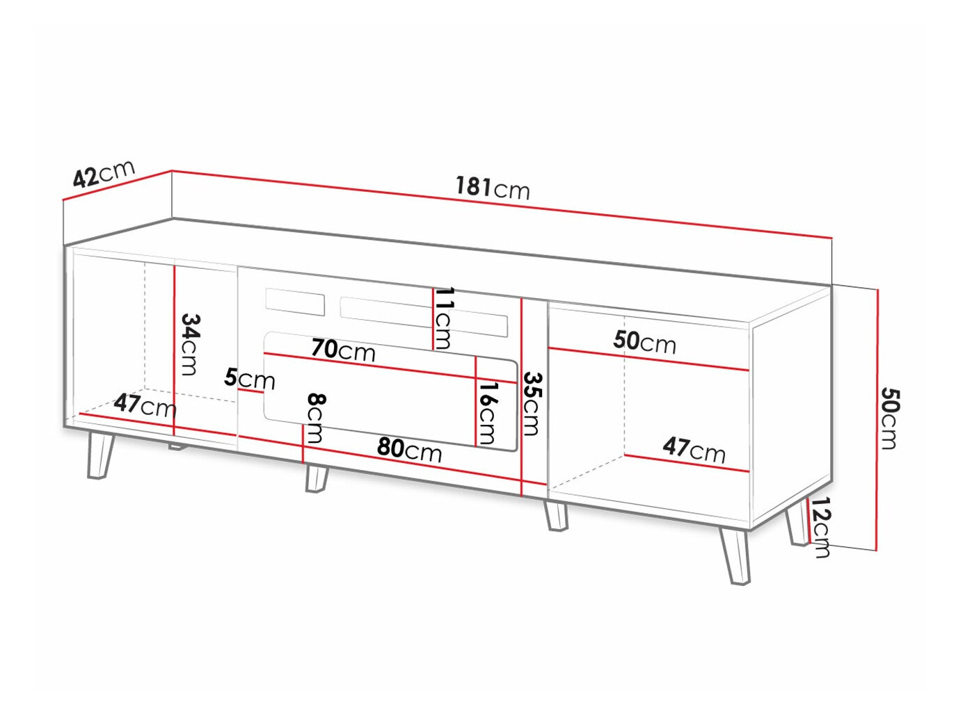 TV stol Dicto II (Bijela + Crna)