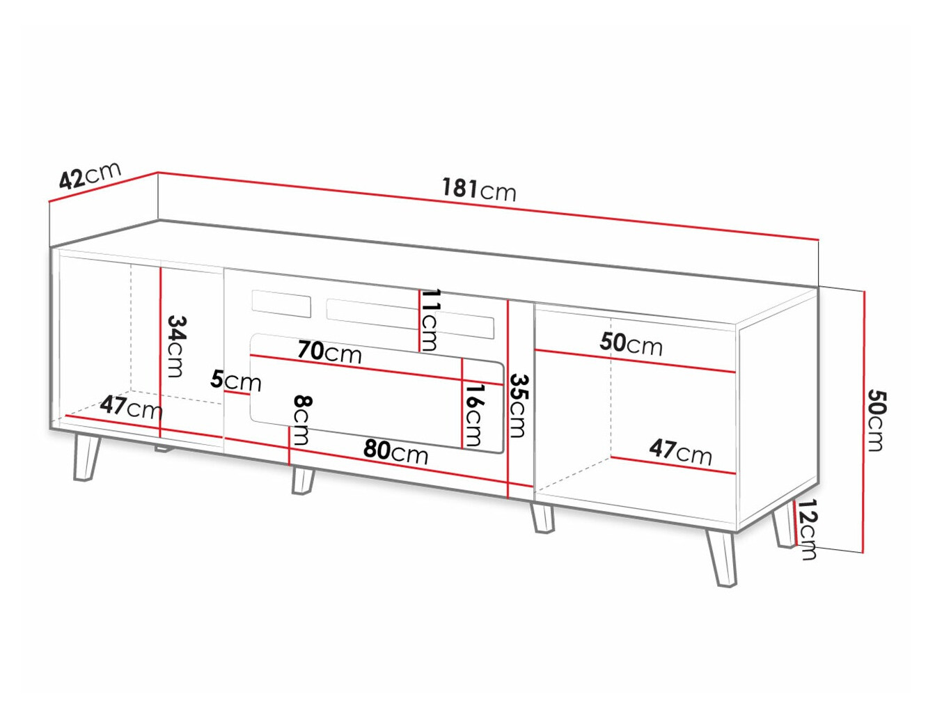 TV stol Dicto II (Bijela + Crna)