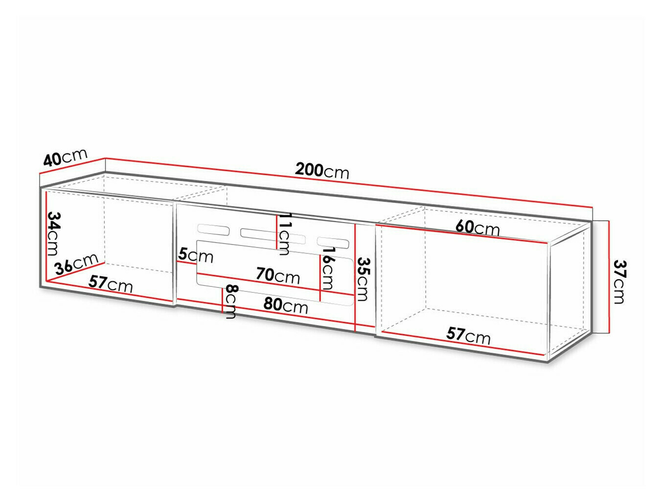 TV stol Charlotte 162 (Bijela + Sjajno bijela)