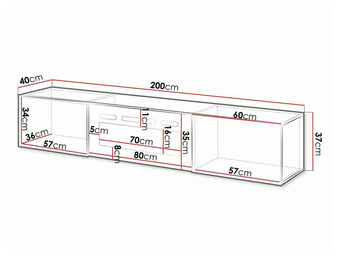 TV stol Imago I (Bijela + Sjajno bijela)