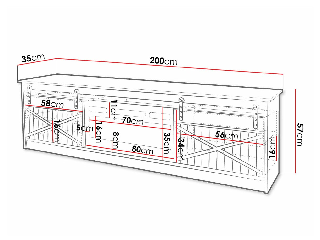 TV stol Charlotte 165 (Starinsko drvo)