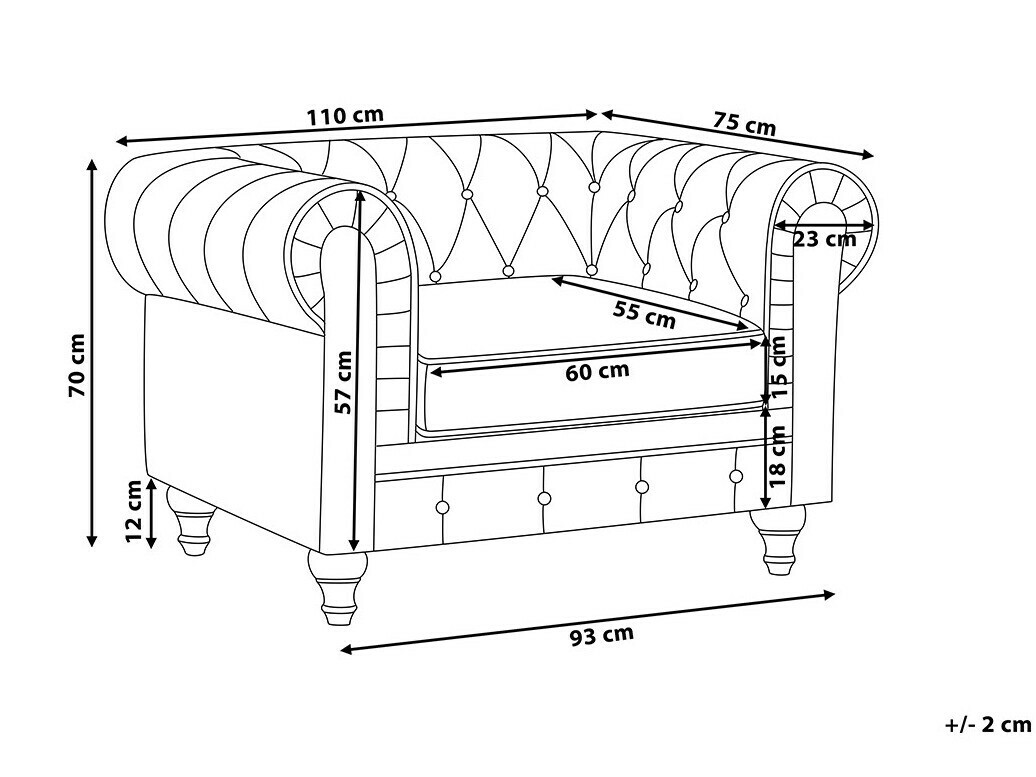 Chesterfield fotelja Cirdoro 102 (Grafit)