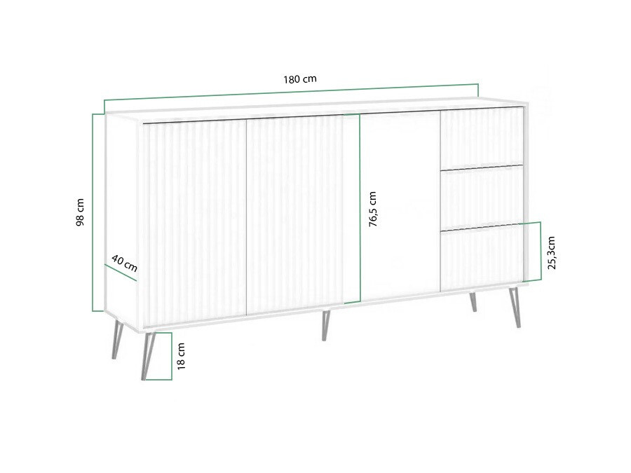 Komoda Cirferi 102 (Bijela + Zlatna)
