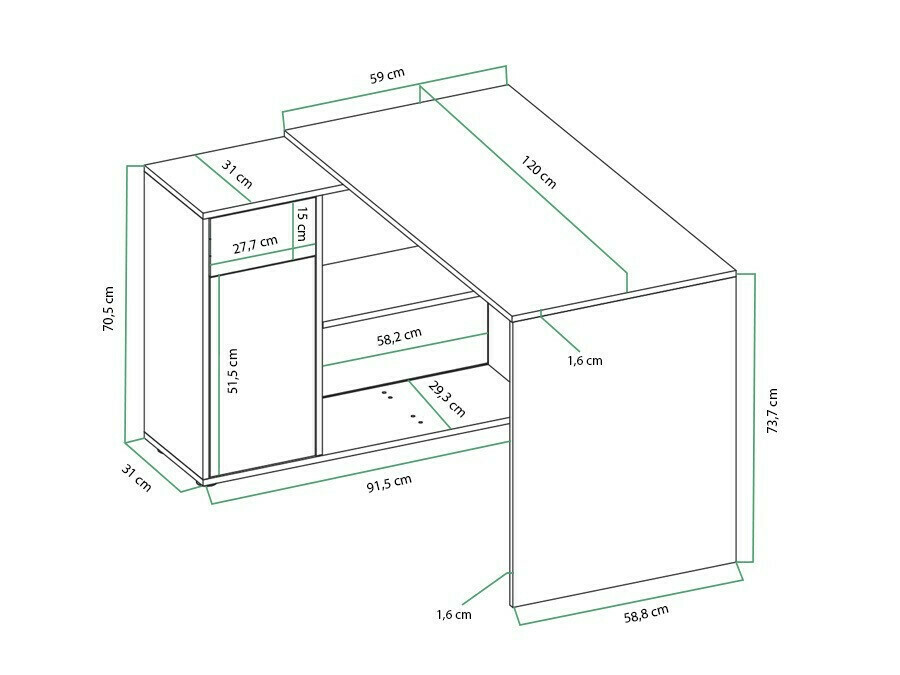 Kutni uredski stol Bristol 123 (Sonoma hrast)