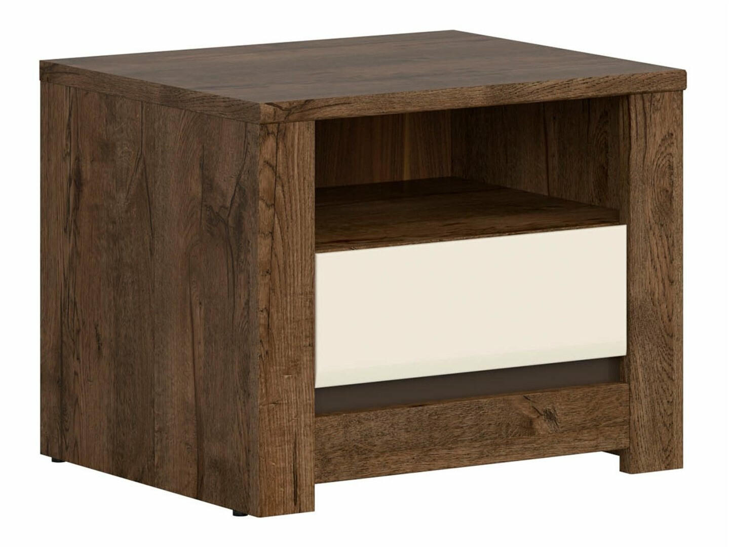 Noćni ormarić Ophevaru 115 (Sjajna krem + April hrast)