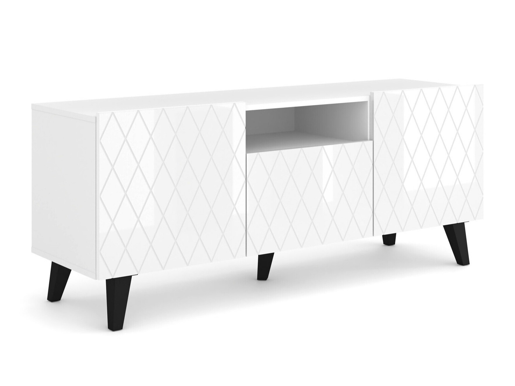 TV stol Melmoro 105 (Sjajno bijela + Crna)