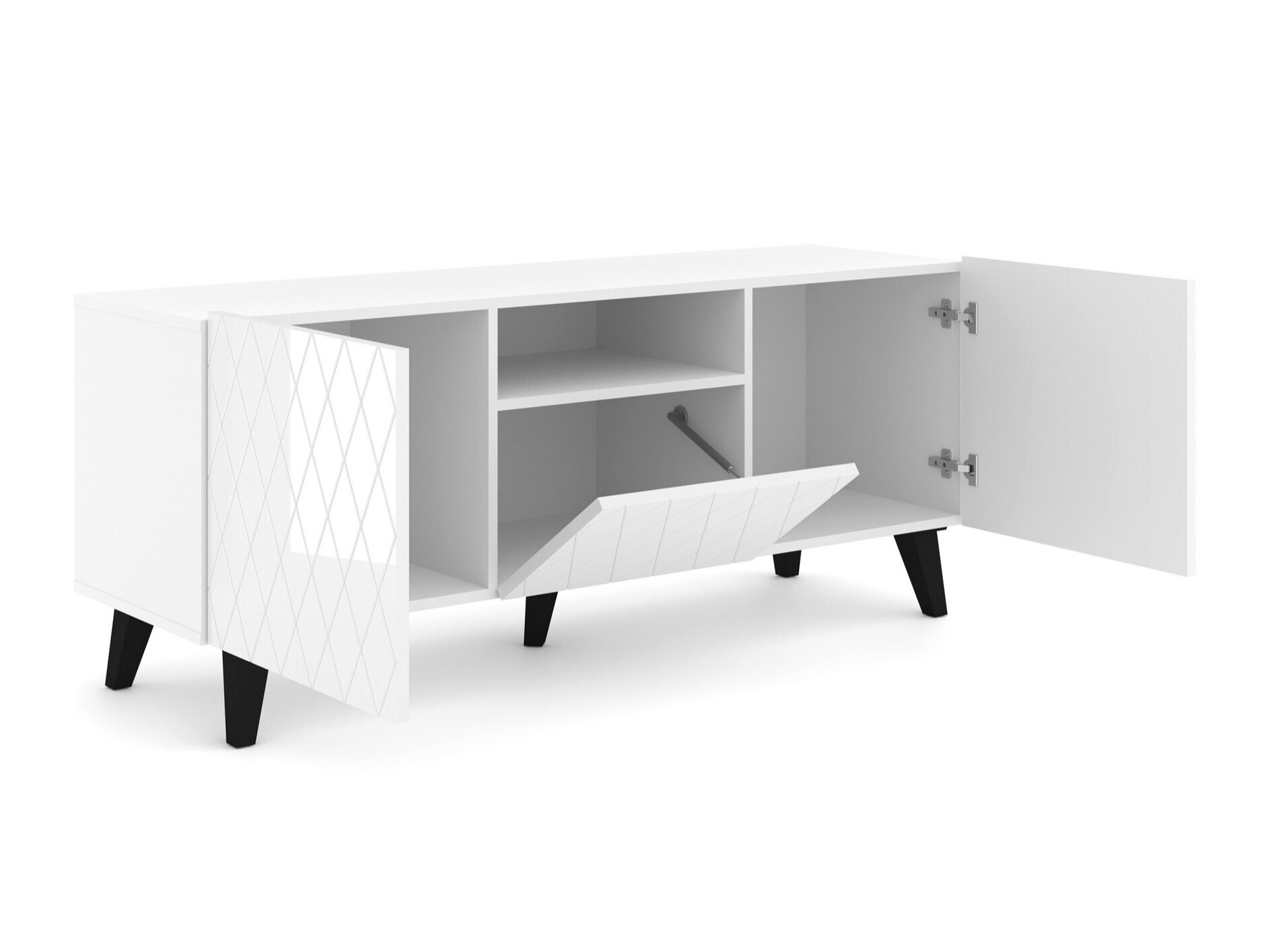 TV stol Melmoro 105 (Sjajno bijela + Crna)