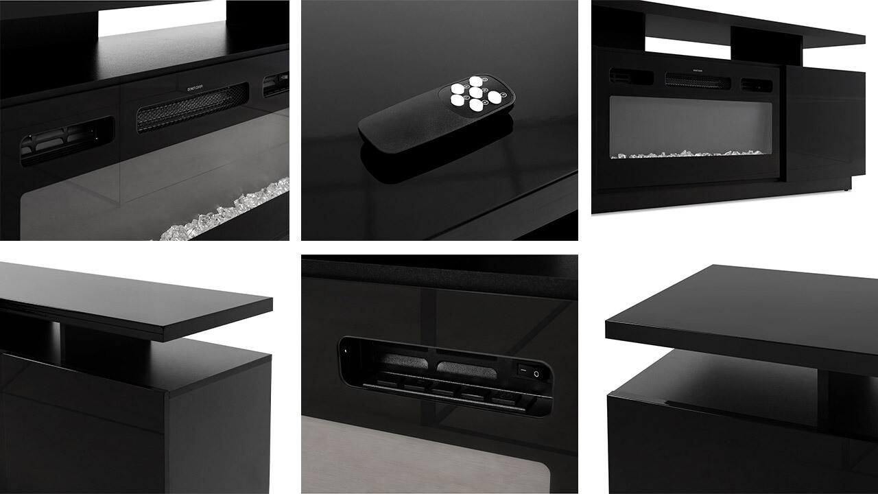 TV stol Charlotte 151 (Crna + Sjajno crna)