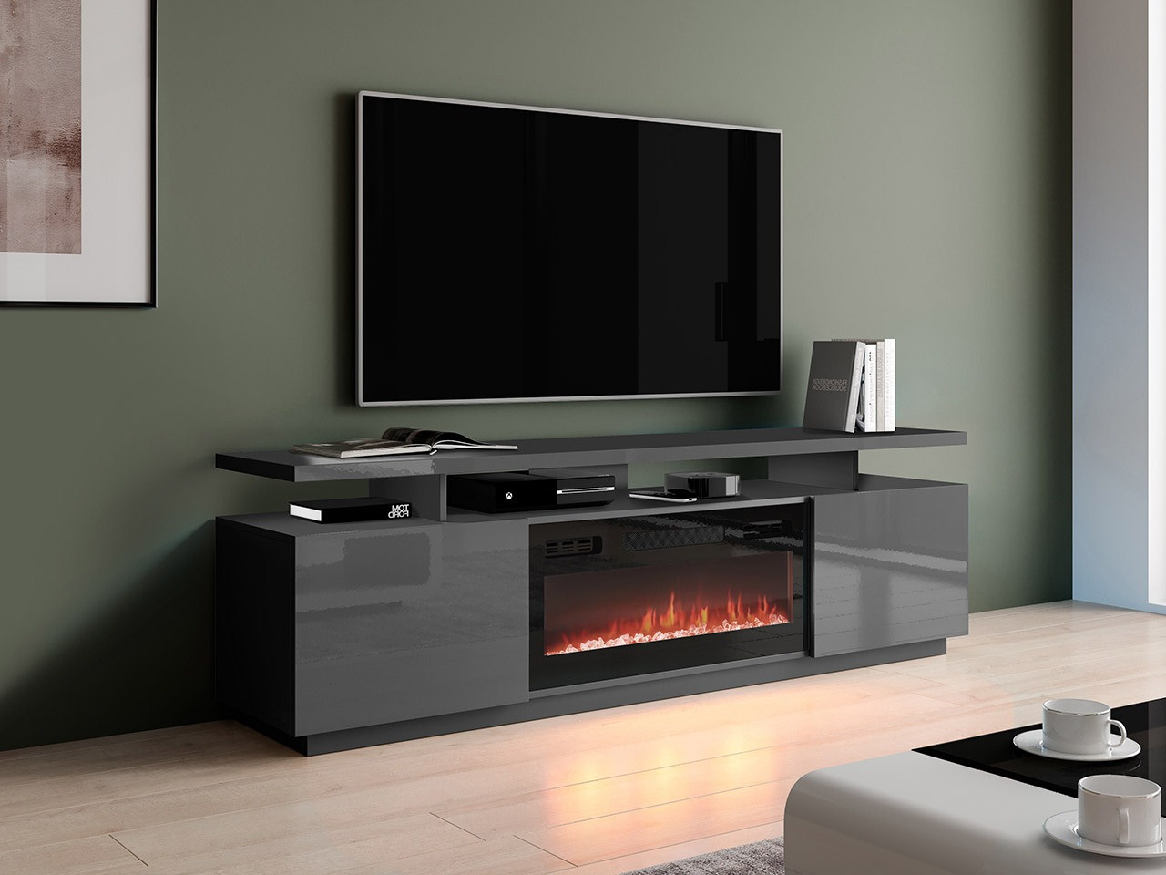 TV stol Figura I (Grafit + Sjajni grafit)