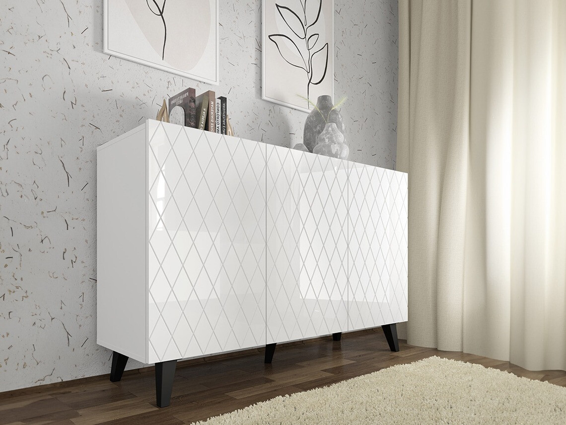 Ormarić Melmoro 104 (Sjajno bijela + Crna)