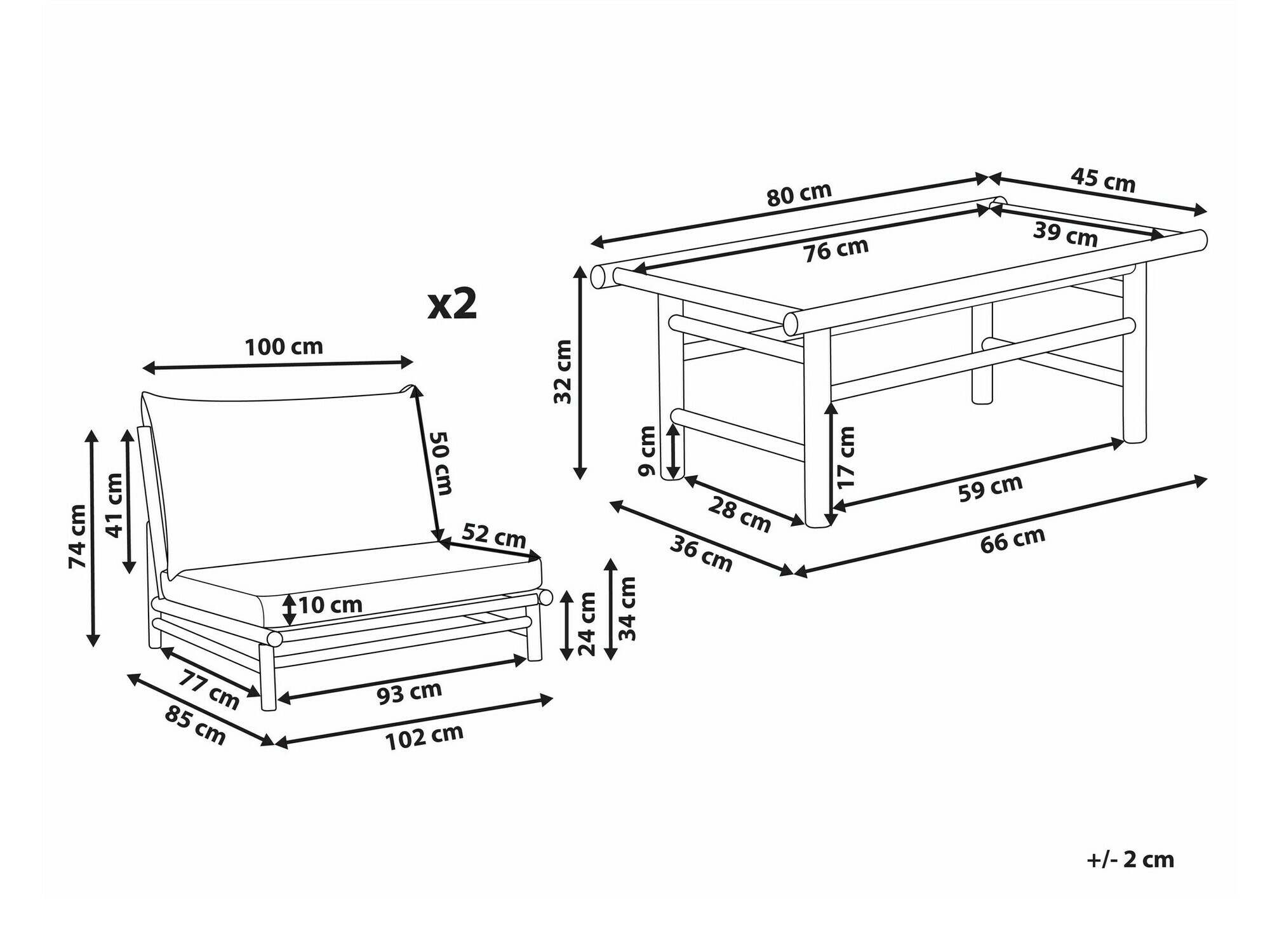 Set vrtnog namještaja Berwyn 1835 (Bež + Svijetlo drvo)