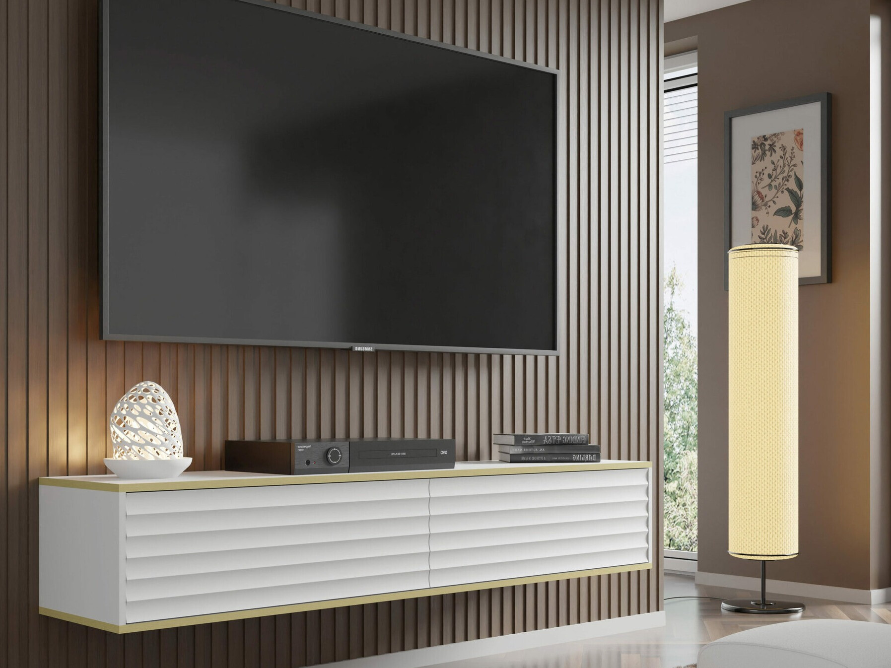 TV stol Buffalo 101 (Bijela + Zlatna)