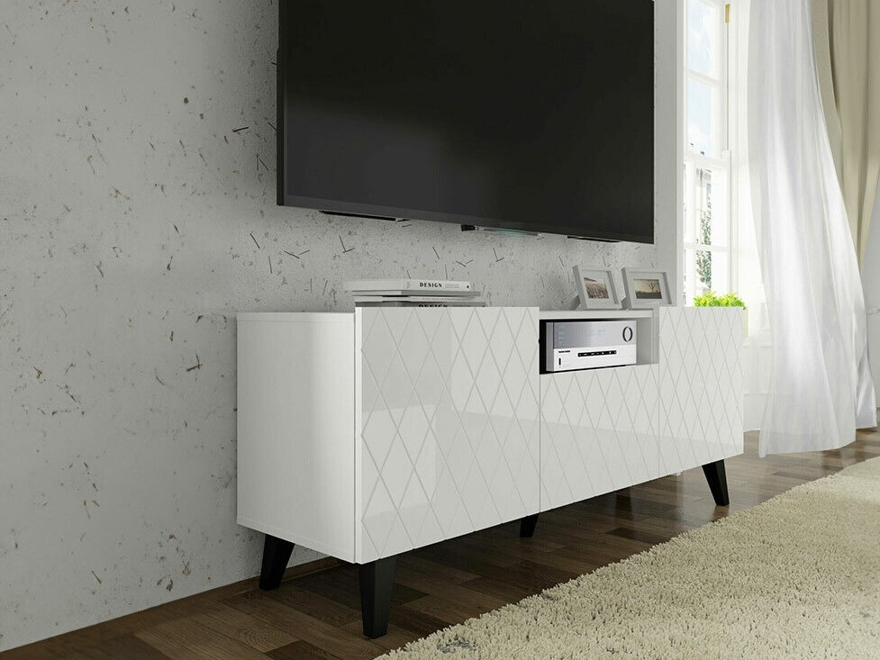 TV stol Melmoro 105 (Sjajno bijela + Crna)