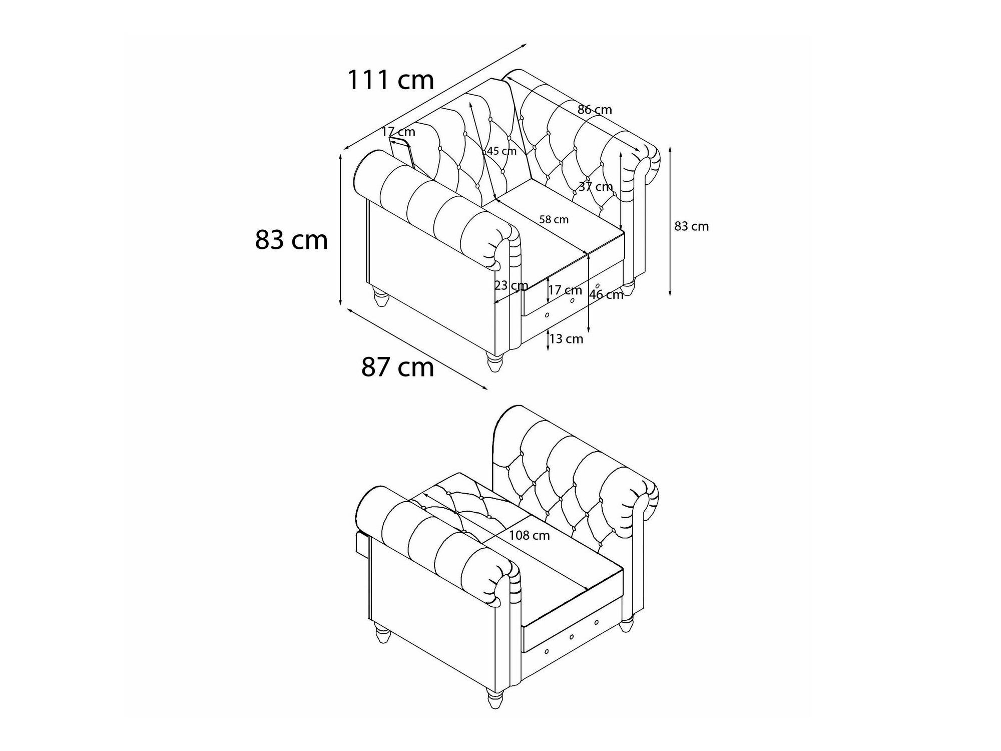 Chesterfield fotelja Tulsa 630 (Tamnozelena)