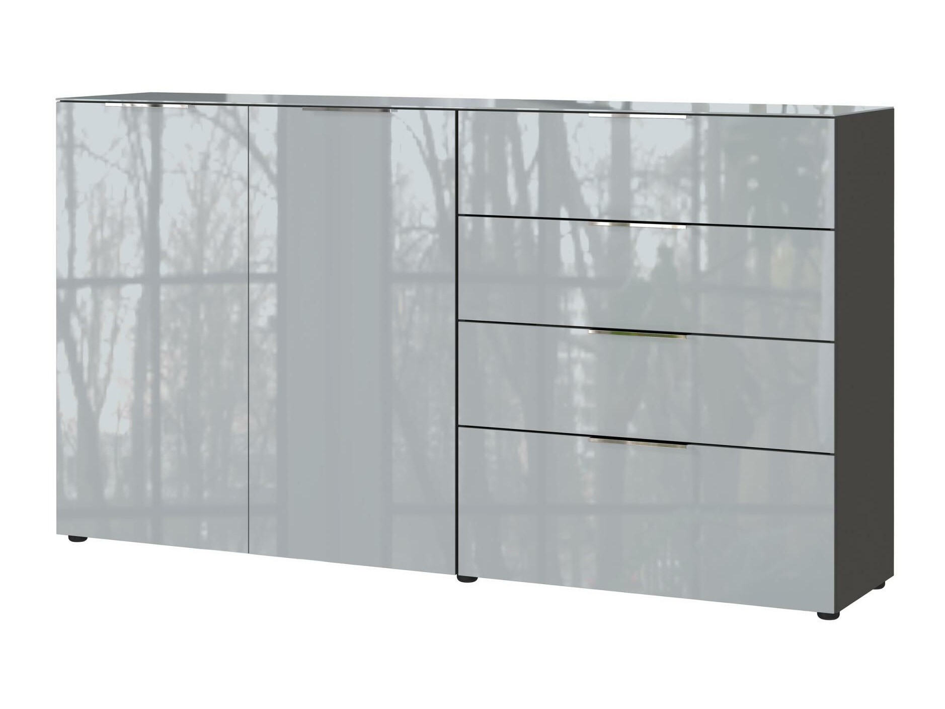 Komoda Sacramento 302 (Grafit + Sjajno sivo)