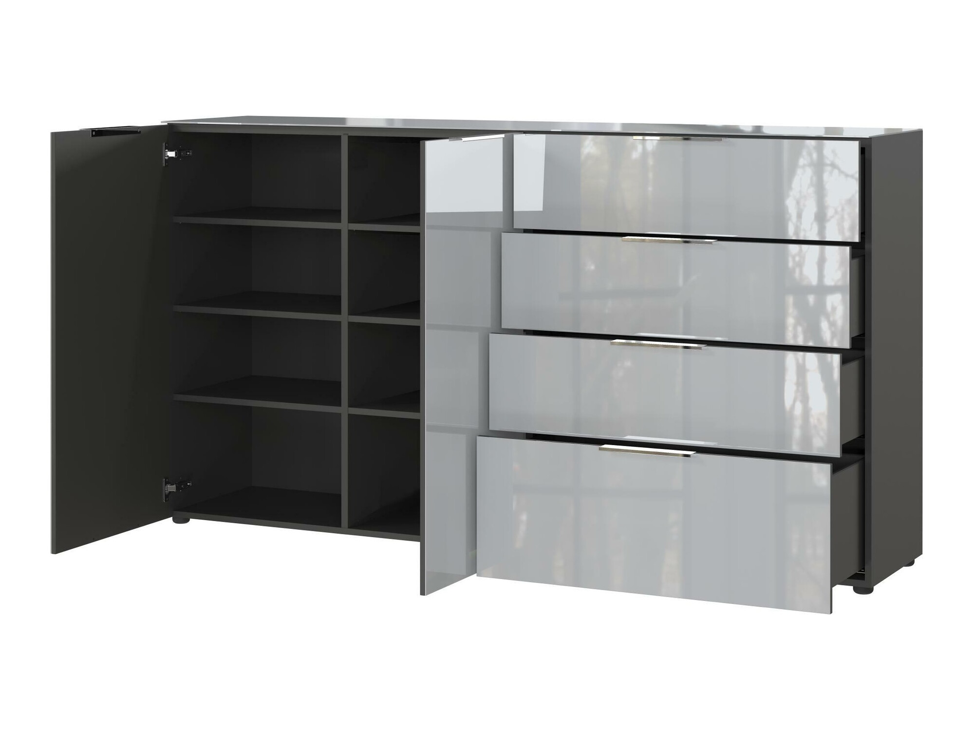 Komoda Sacramento 302 (Grafit + Sjajno sivo)