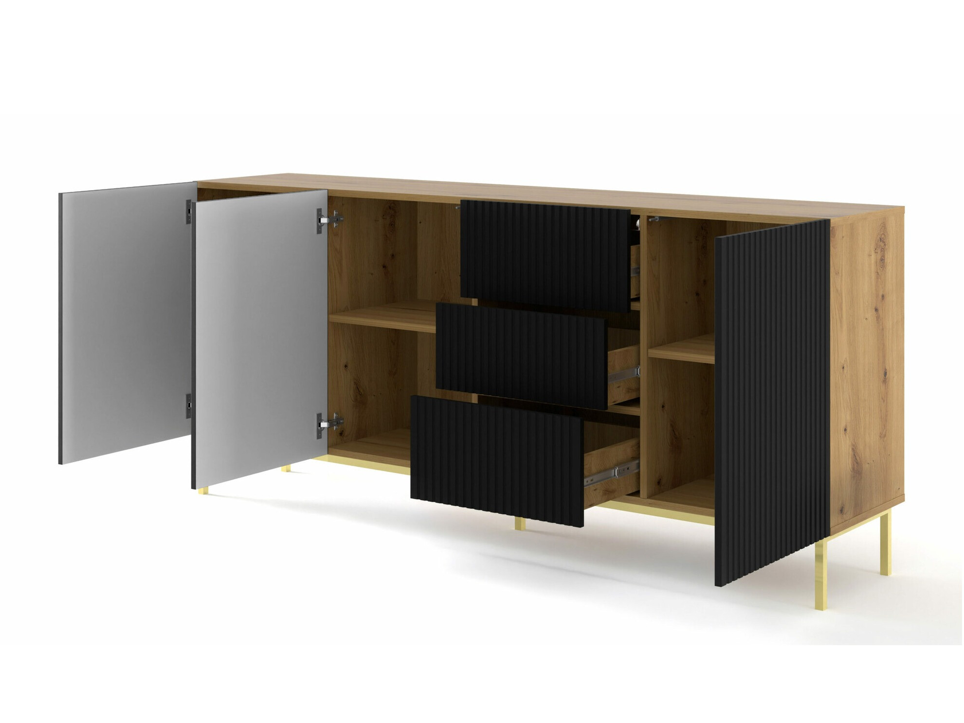 Komoda Mirmaro 101 (Crna + Artisan hrast)