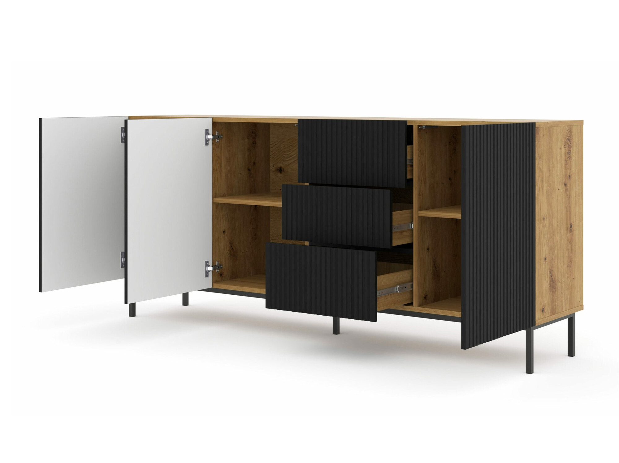 Komoda Mirmaro 101 (Crna + Hrast Artisan)