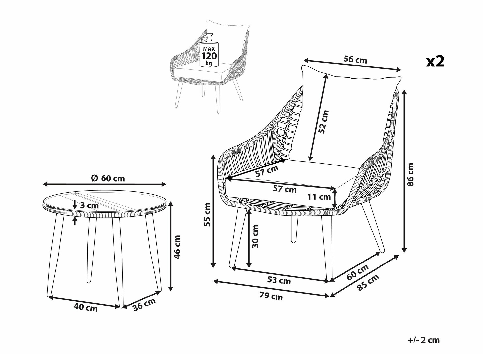 Set vrtnog namještaja Berwyn 1839 (Bež)