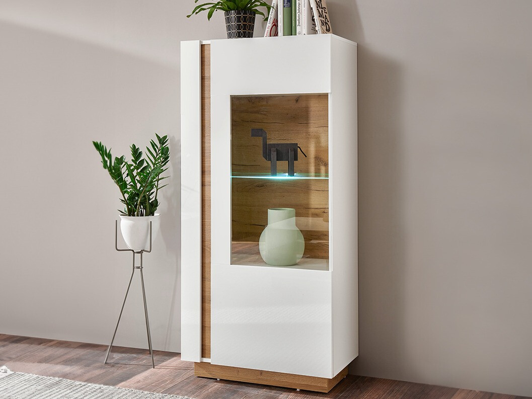 Polica Veropho 101 (Sjajno bijela + Hrast Grandson)