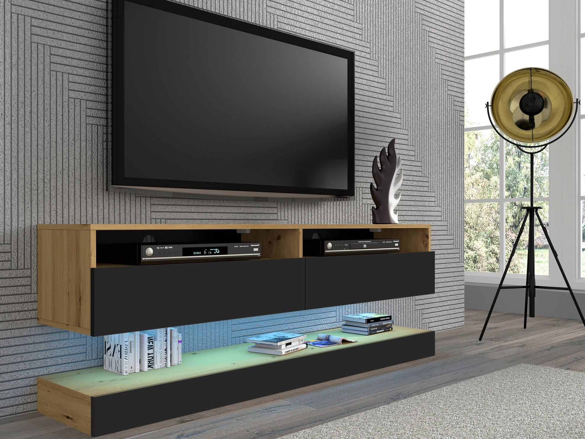 TV stol Buffalo 108 (Crna + Hrast Artisan)