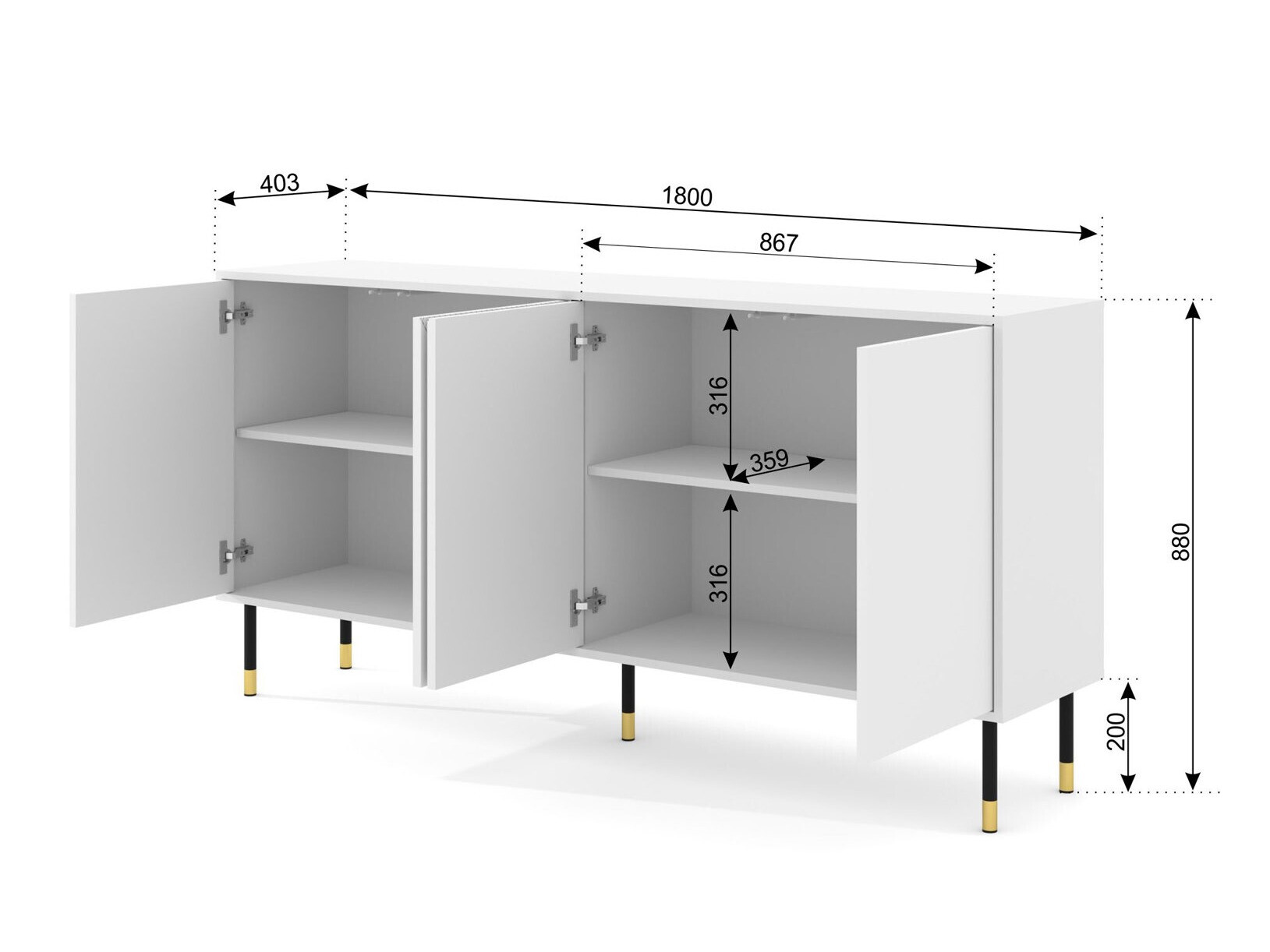 Ormarić Teopha 101 (Crna + Orah)