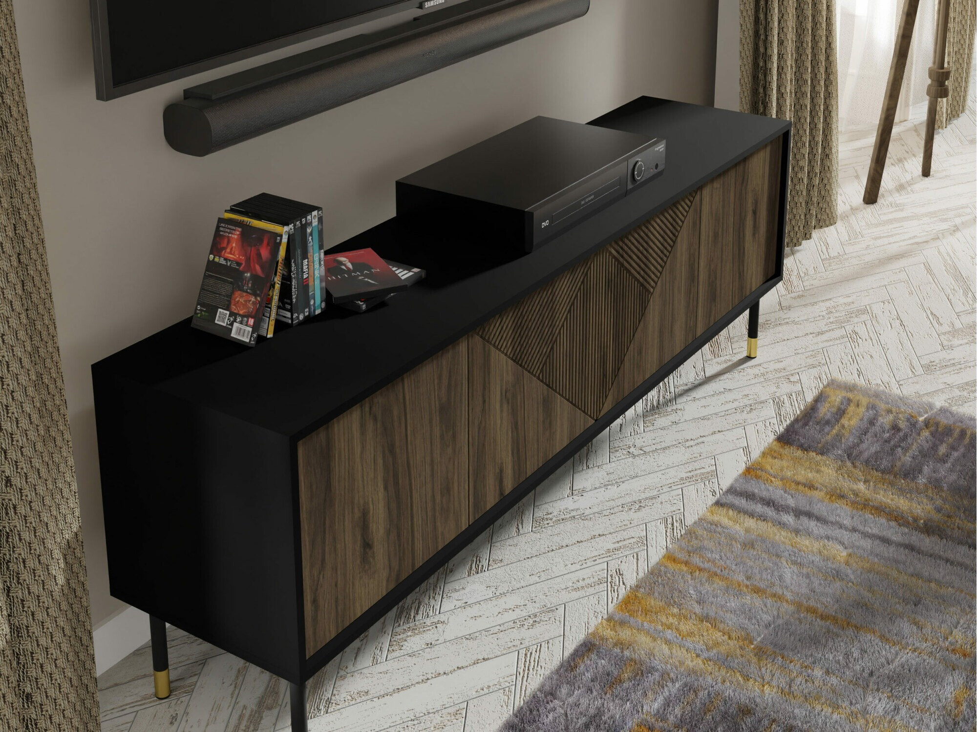 TV stol Teopha 100 (Crna + Orah)