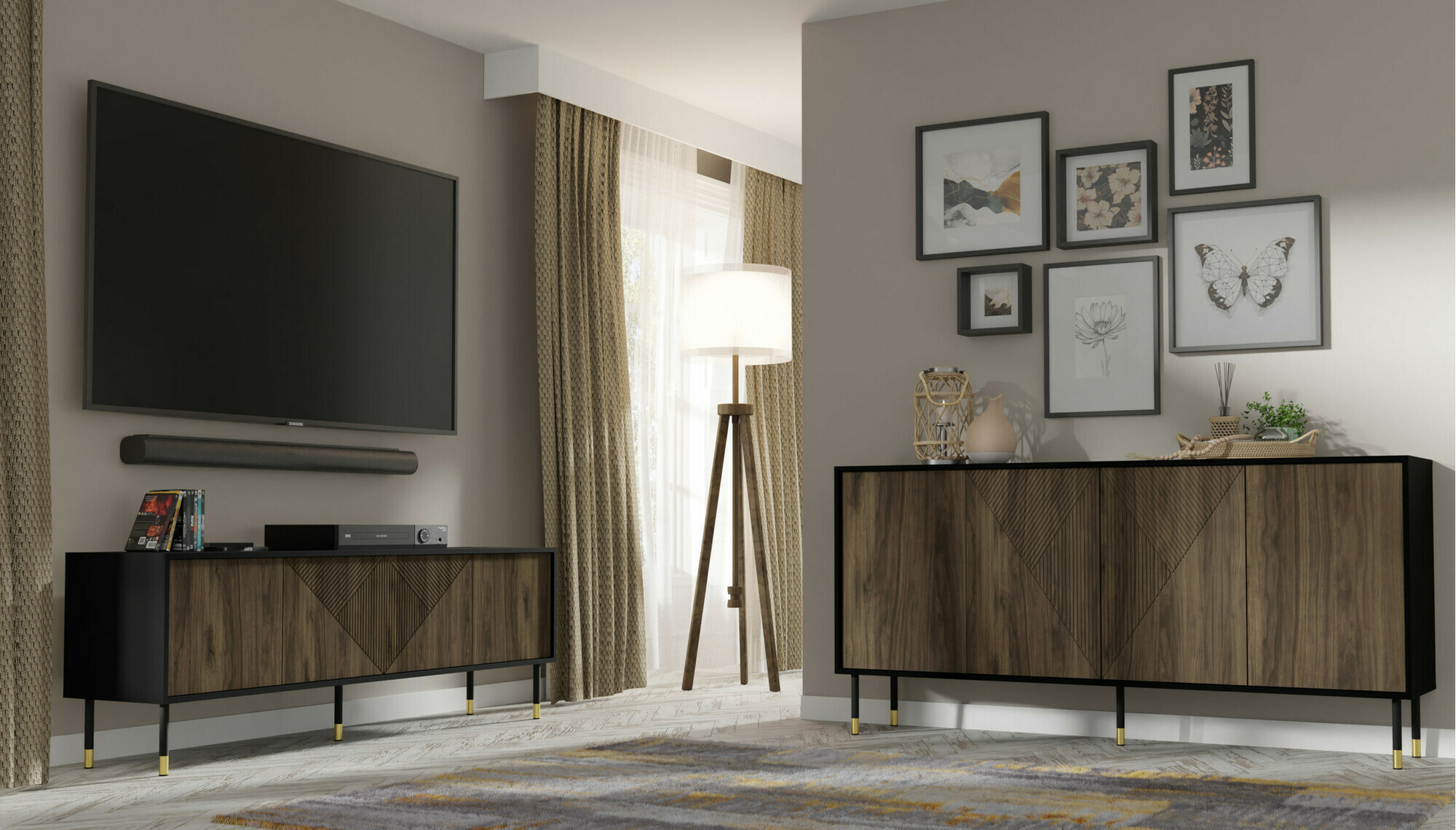 TV stol Teopha 100 (Crna + Orah)