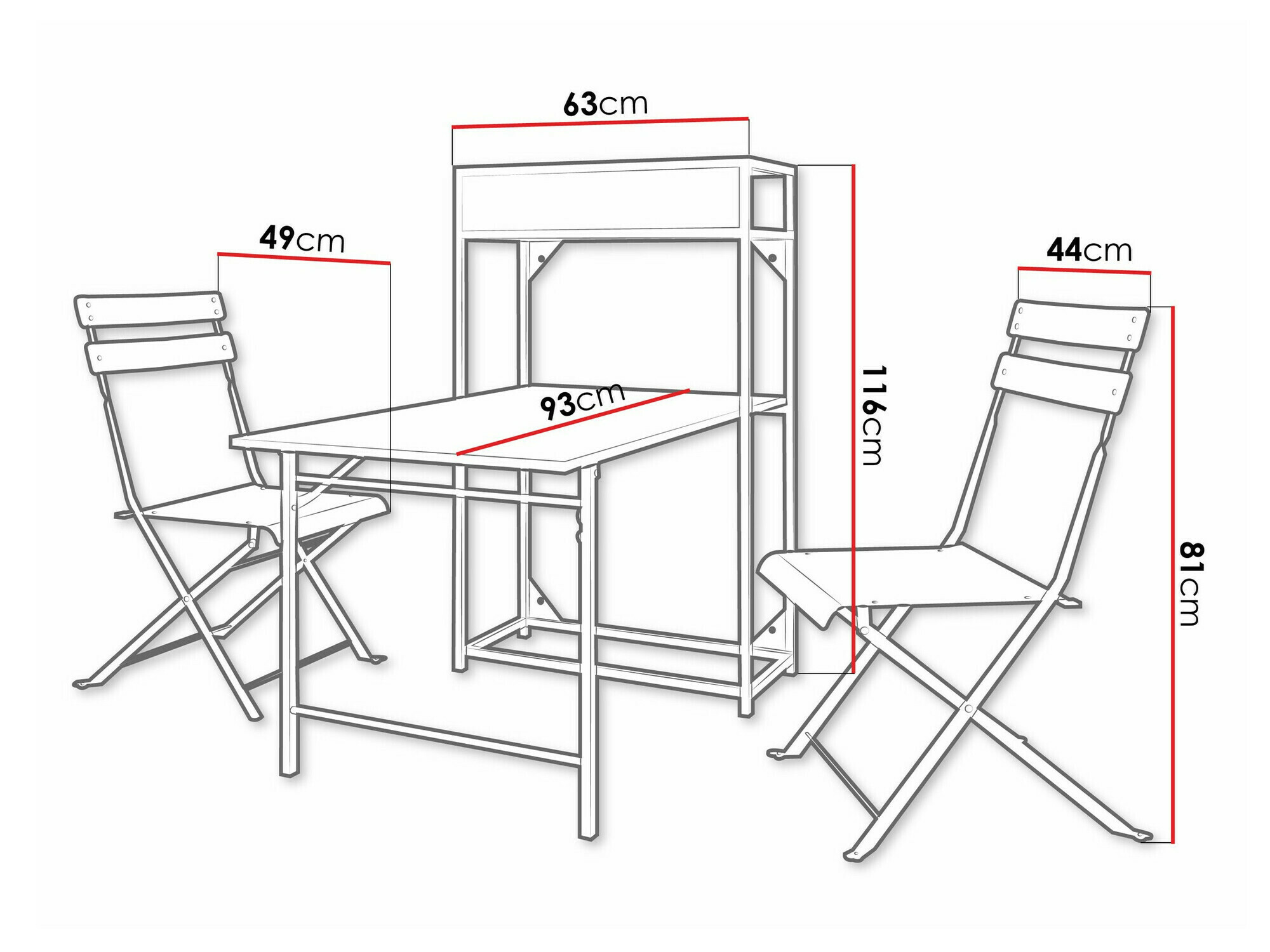Balkonska garnitura Richardson 124 (Crna)