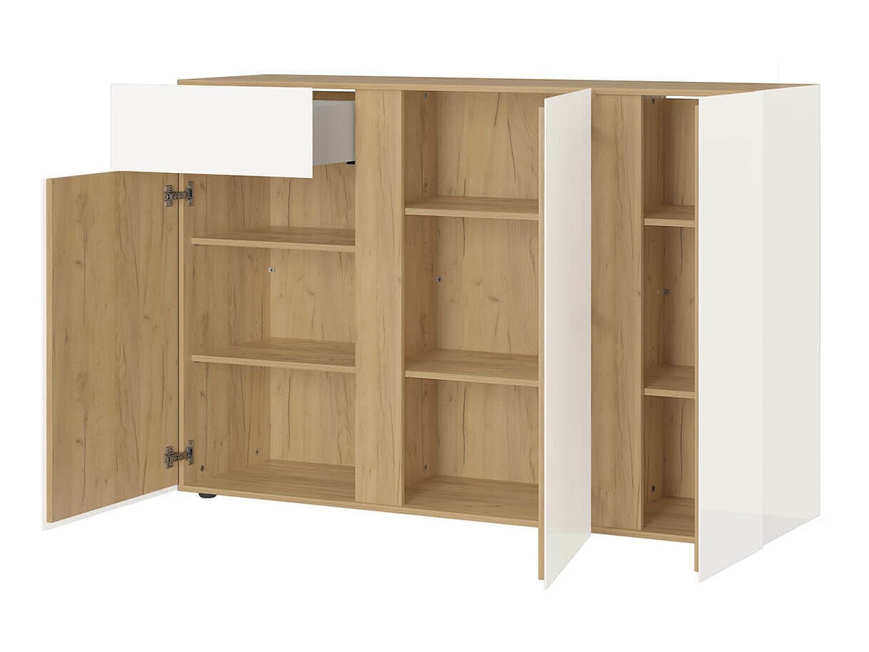 Komoda Sacramento 291 (Sjajni Svijetlo siva + Navarra hrast)