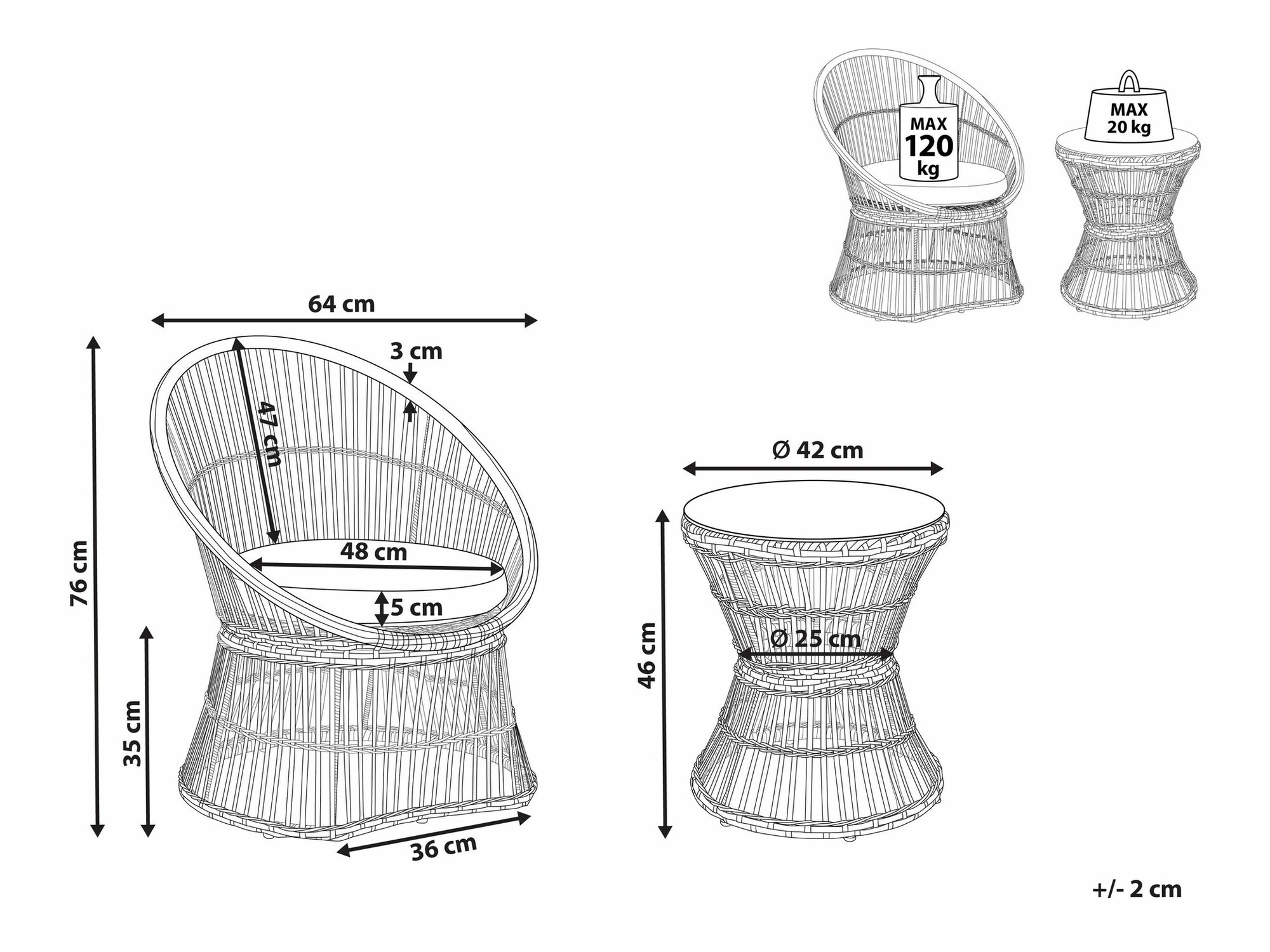 Set vrtnog namještaja Berwyn 1840 (Bijela)