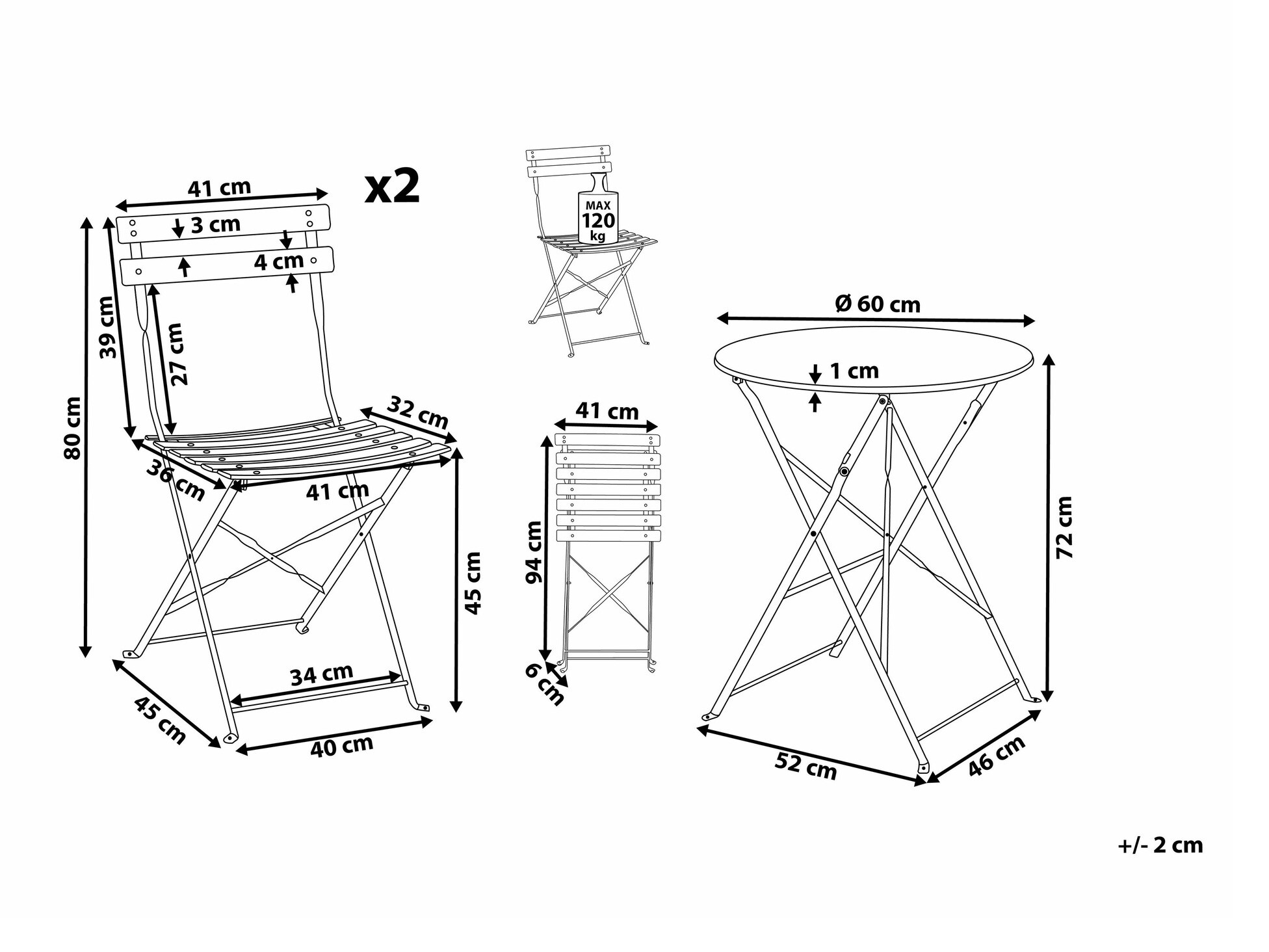 Balkonska garnitura Berwyn 1841 (Bijela)
