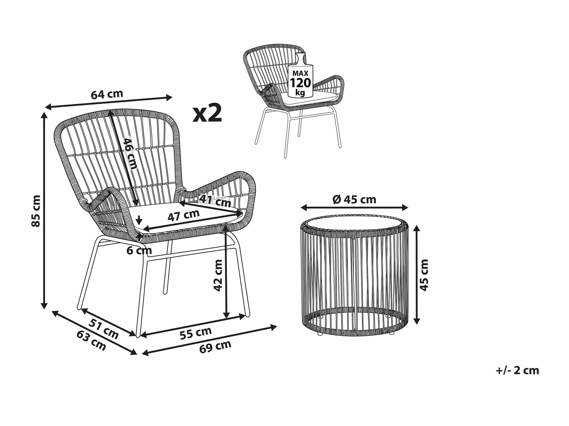 Balkonska garnitura Berwyn 1842