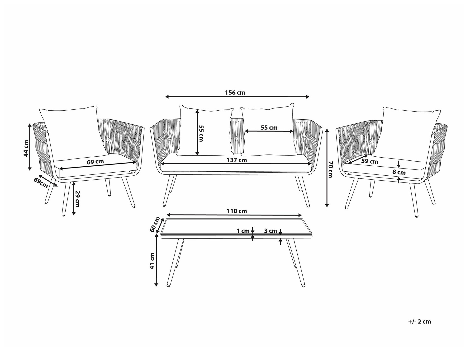 Set vrtnog namještaja Berwyn 1848 (Siva + Crna)