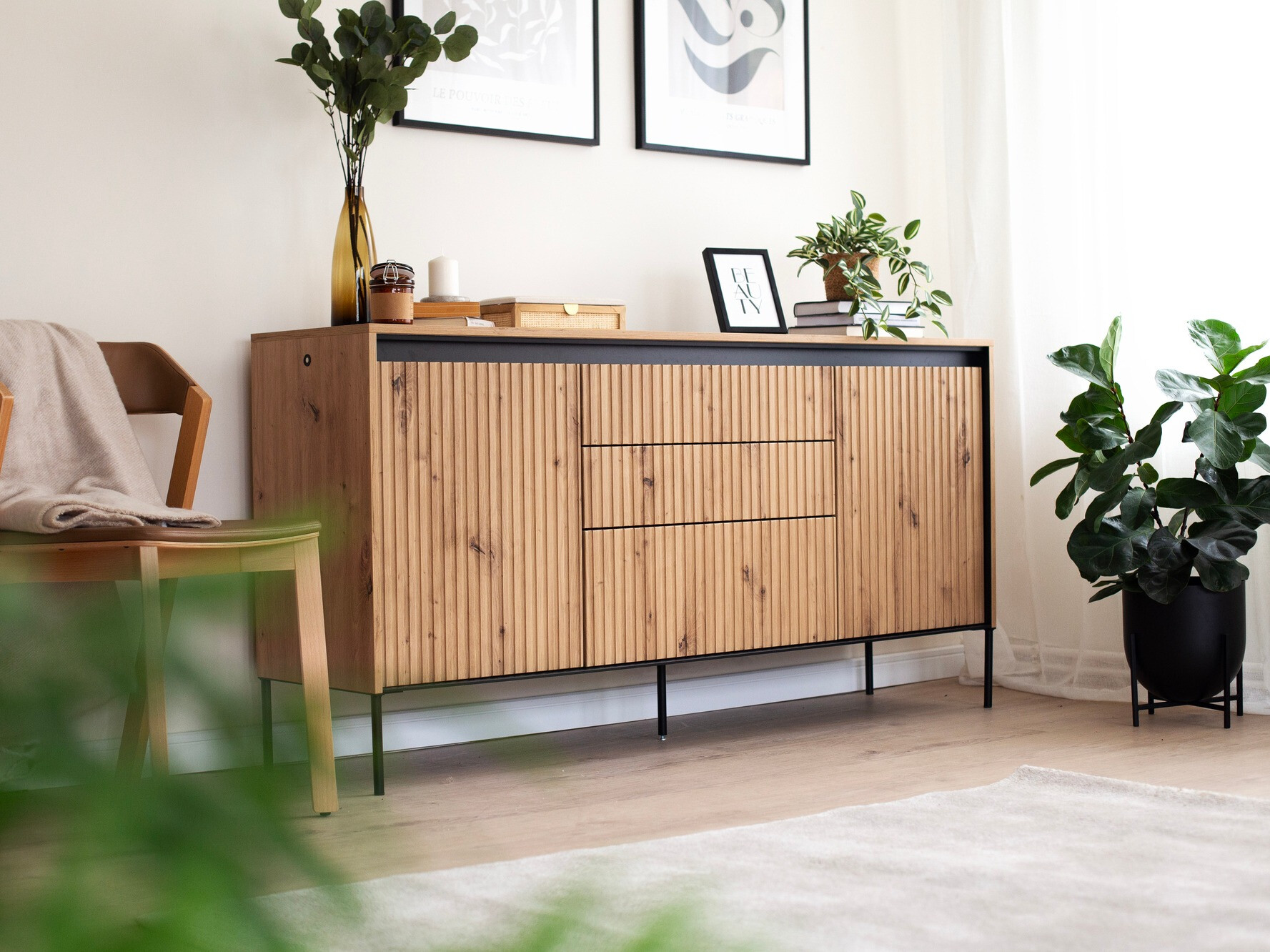 Komoda Fernolu 100 (Hrast Artisan + Crna)