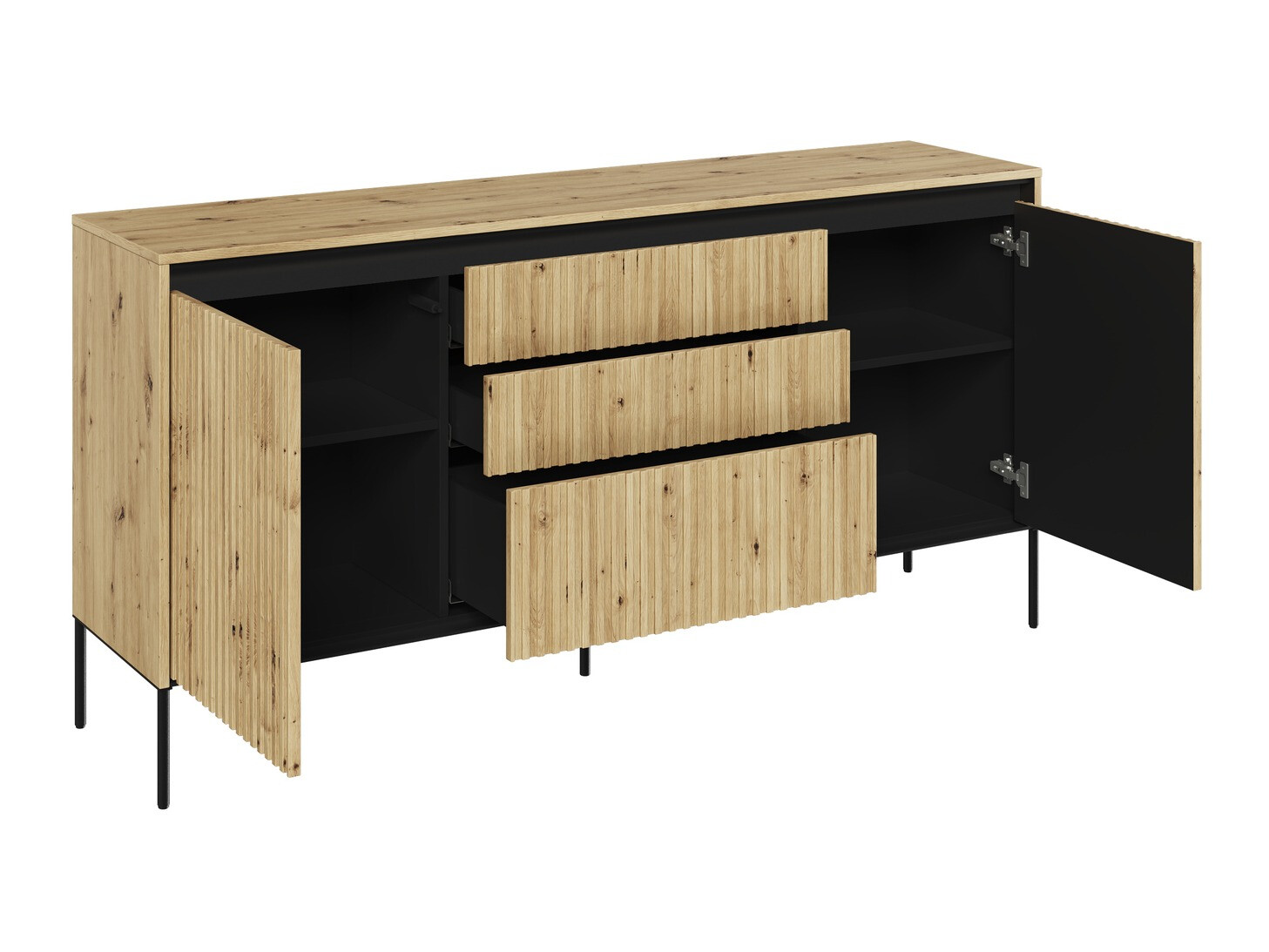 Komoda Fernolu 100 (Hrast Artisan + Crna)