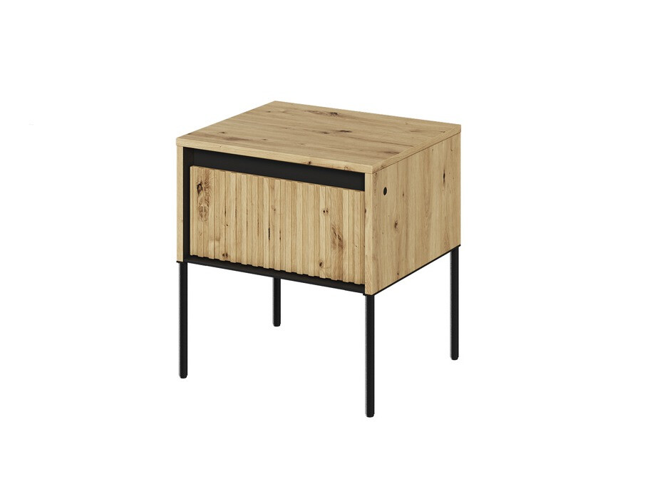 Noćni ormarić Fernolu 111 (Hrast Artisan + Crna)