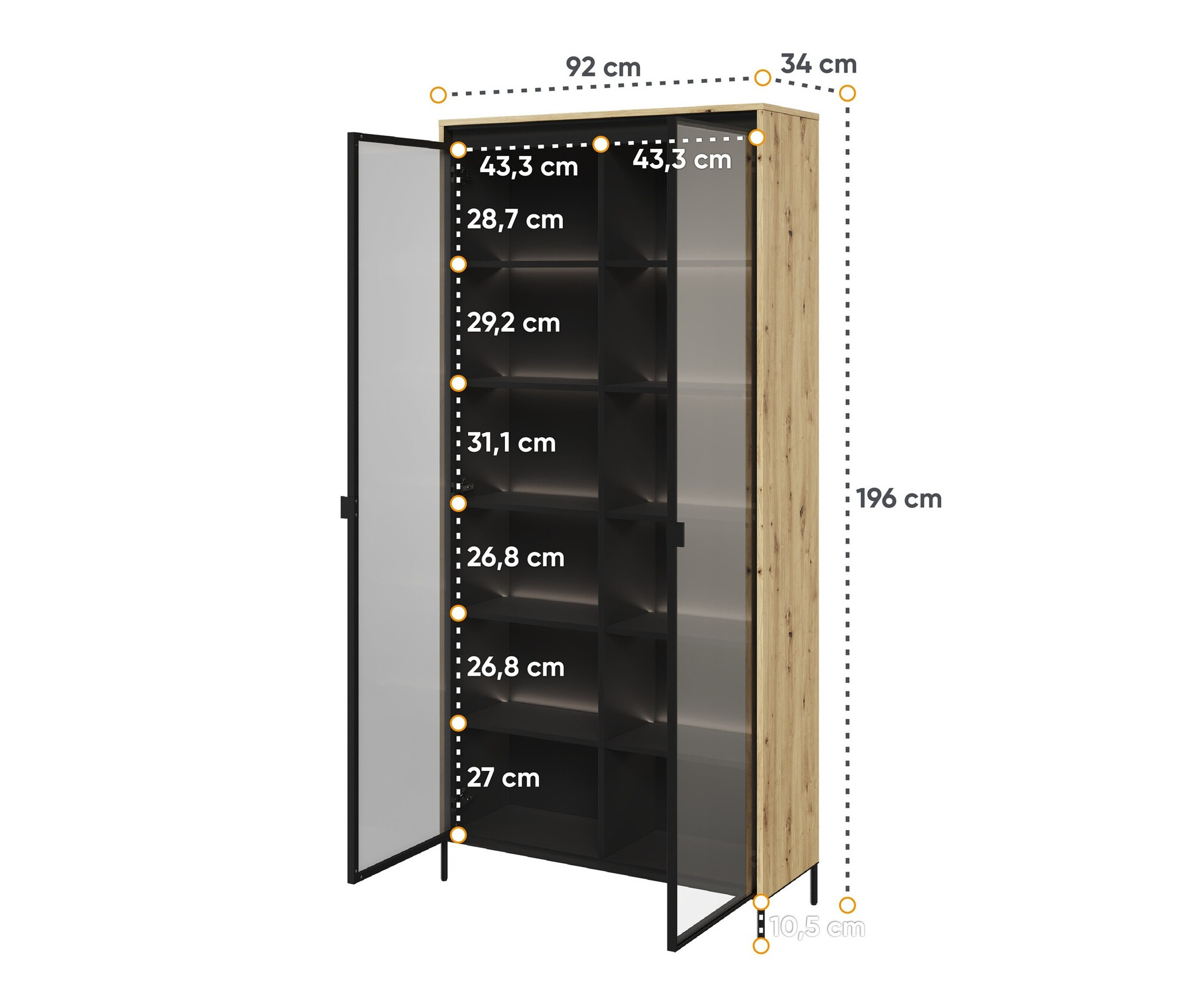 Polica Fernolu 106 (Hrast Artisan + Crna)
