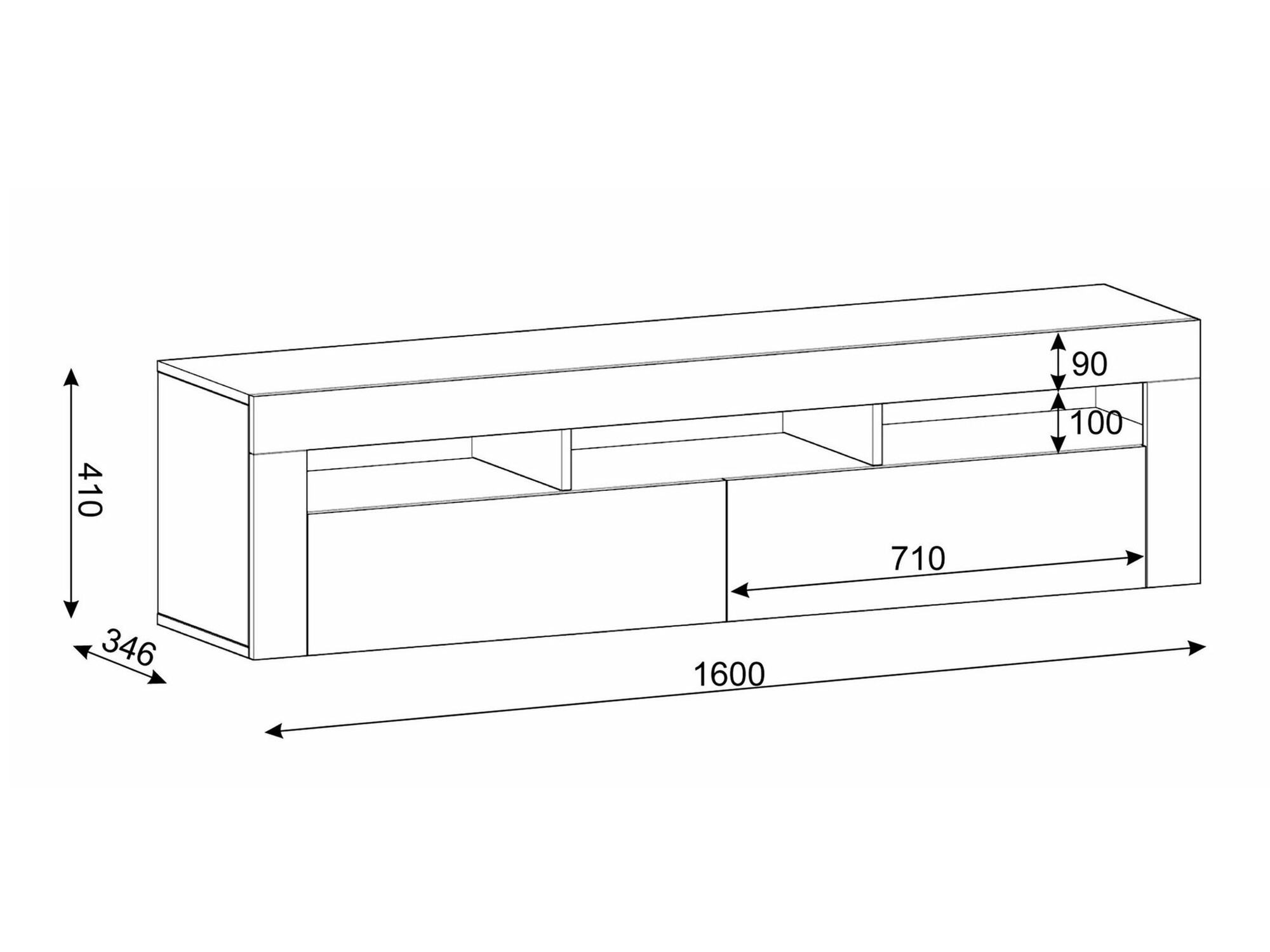 TV stol Buffalo 149 (Crna + Artisan hrast)