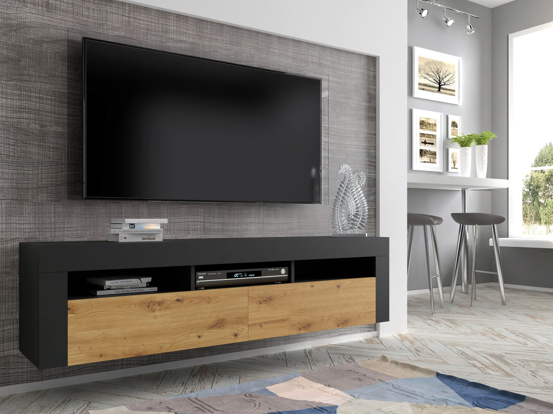 TV stol Buffalo 149 (Crna + Hrast Artisan)