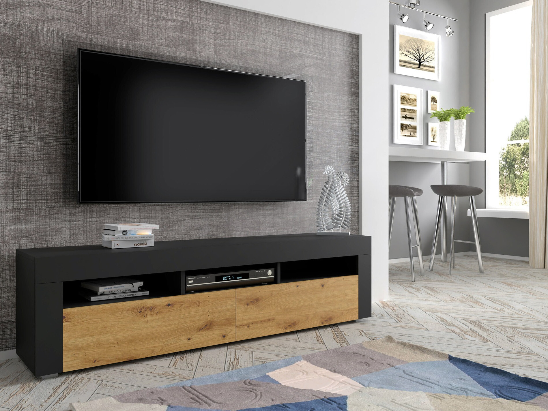 TV stol Buffalo 149 (Crna + Hrast Artisan)