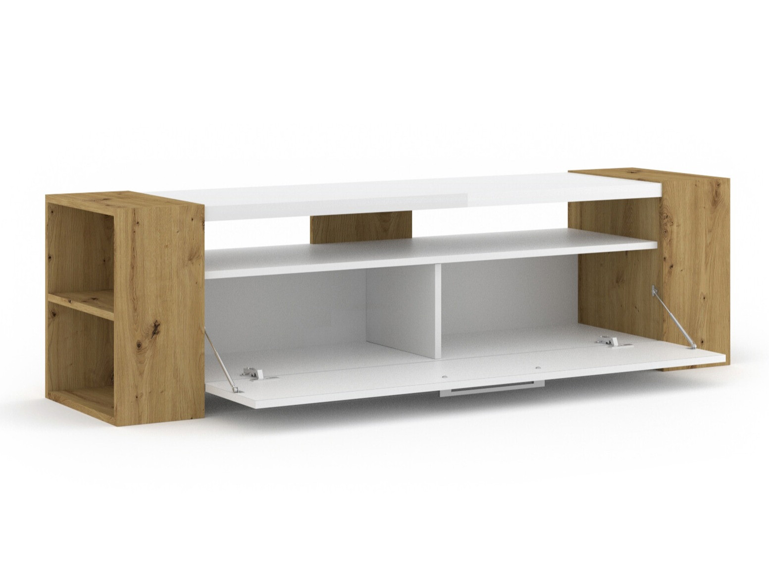 TV stol Buffalo 150 (Hrast Artisan + Sjajno bijela)